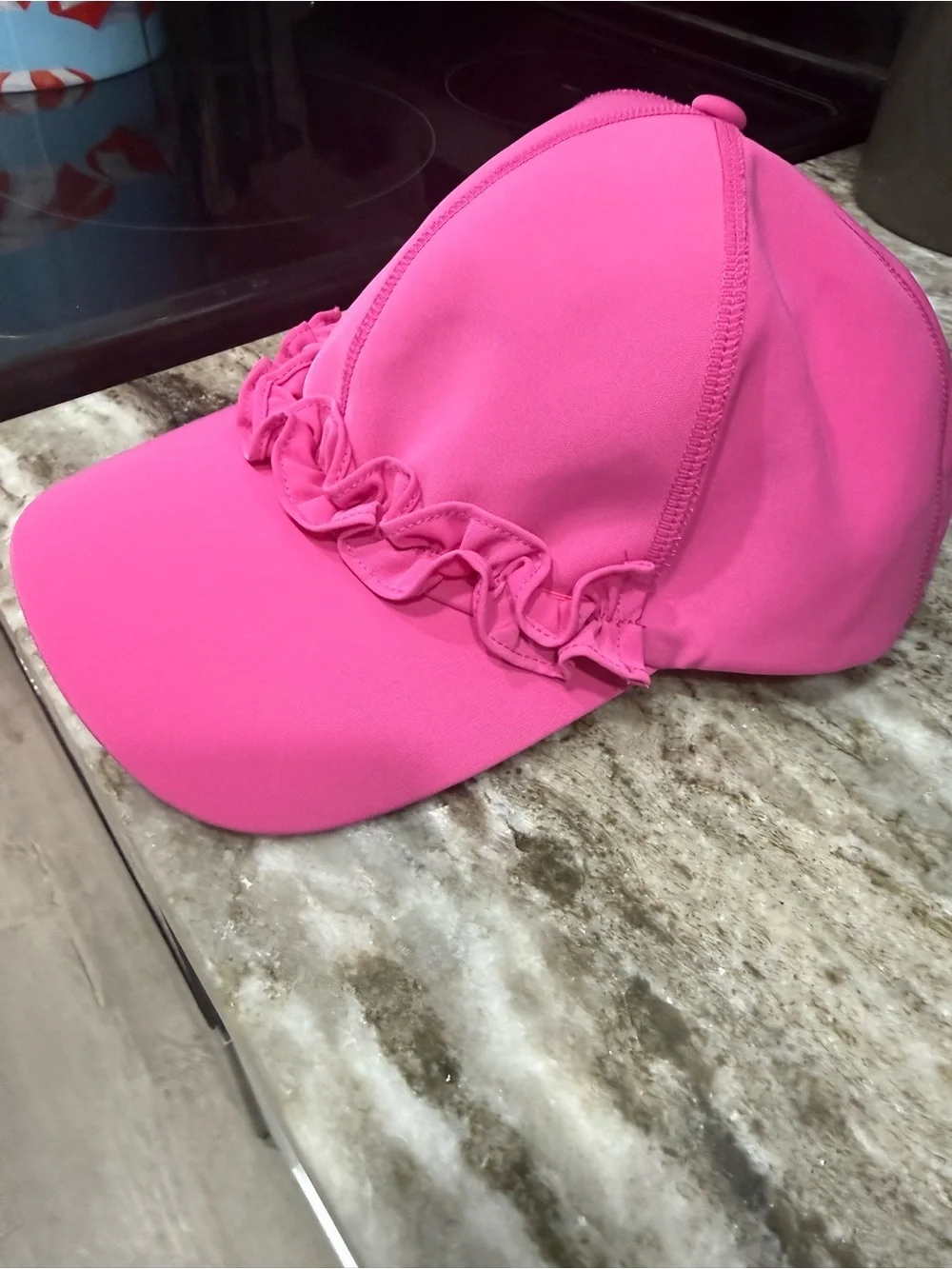 Chico’s Neema UPF Satin Ruffle Baseball Cap